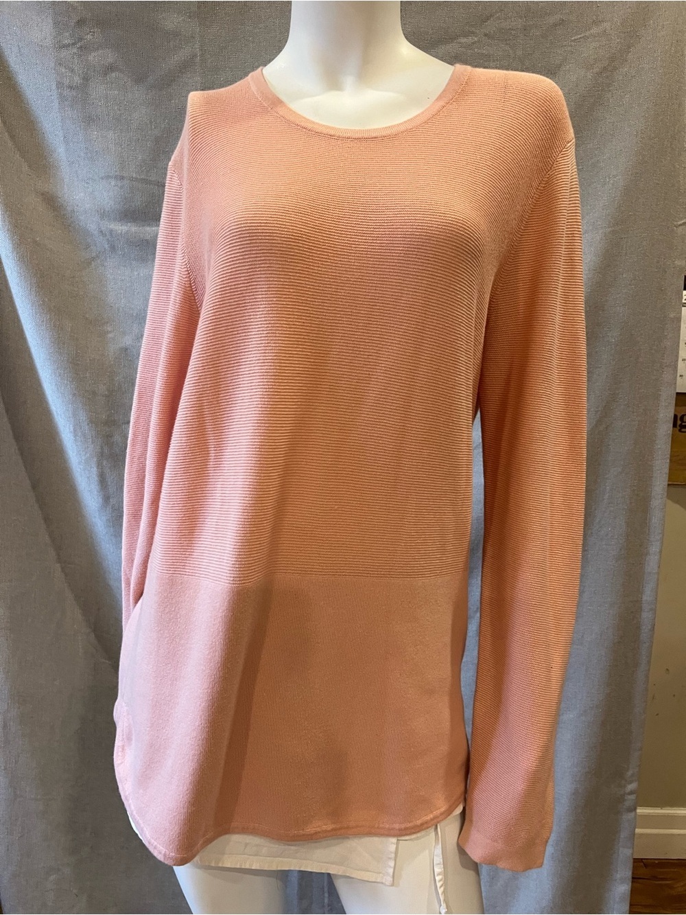 Kersh Soft Peach Super Smooth Cotton Split Hem Sweater/Tunic M